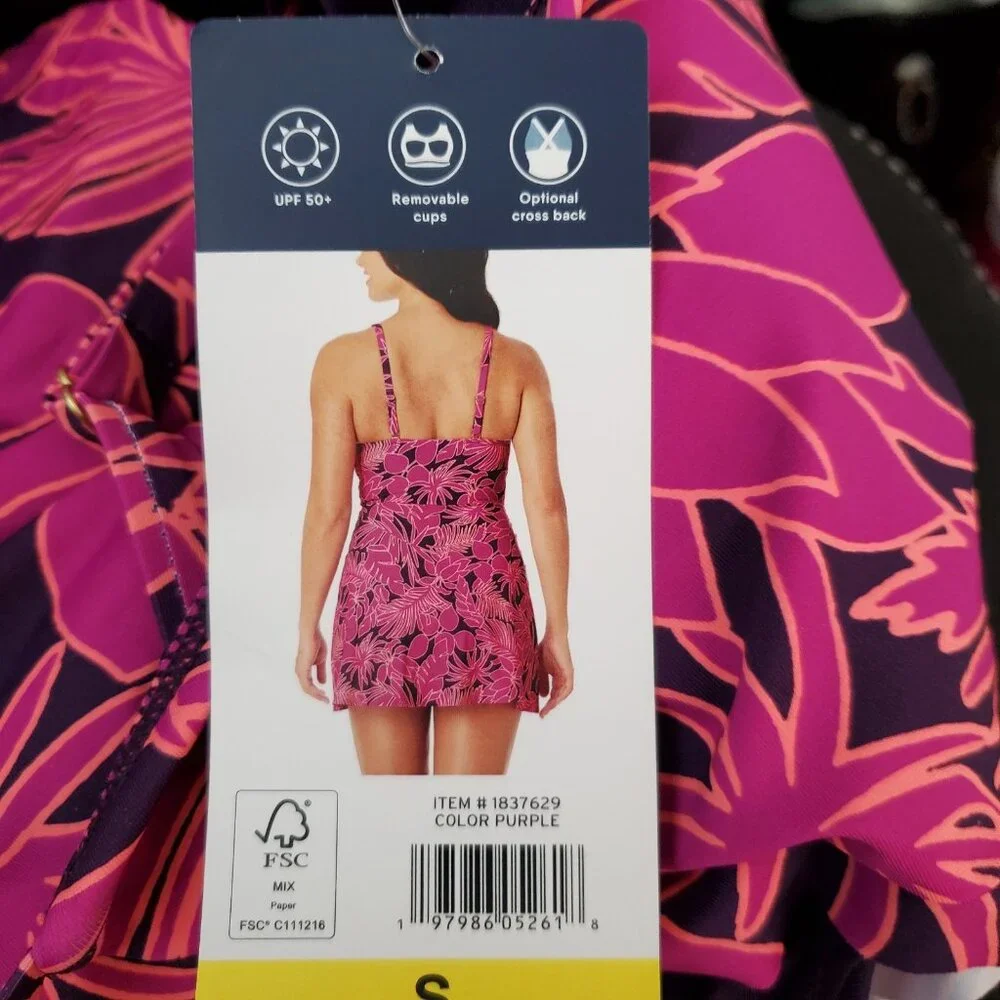 Lands' End Swimsuit One Piece Size S Swimdress UPF 50+ Removable Cups NWT - Picture 7 of 8